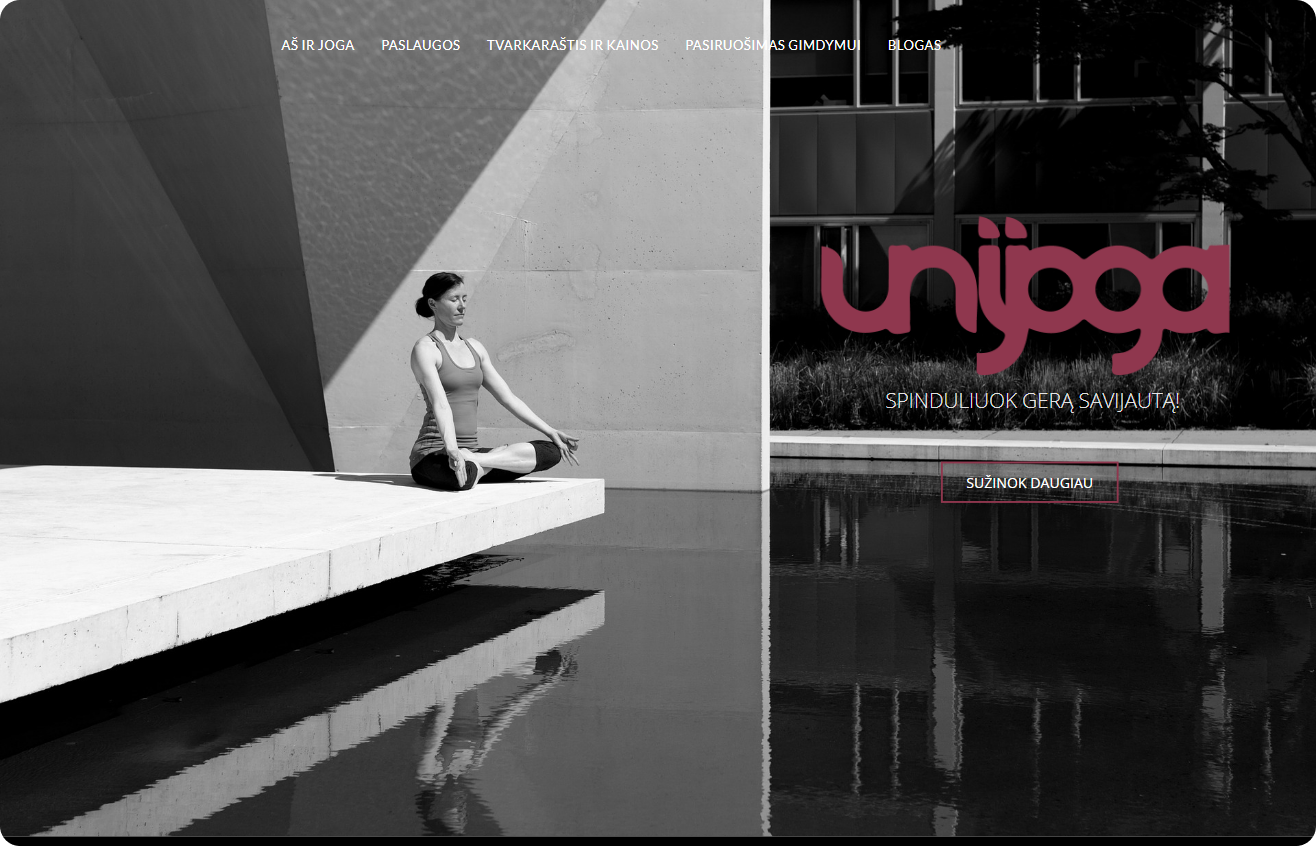 Unijoga homepage view