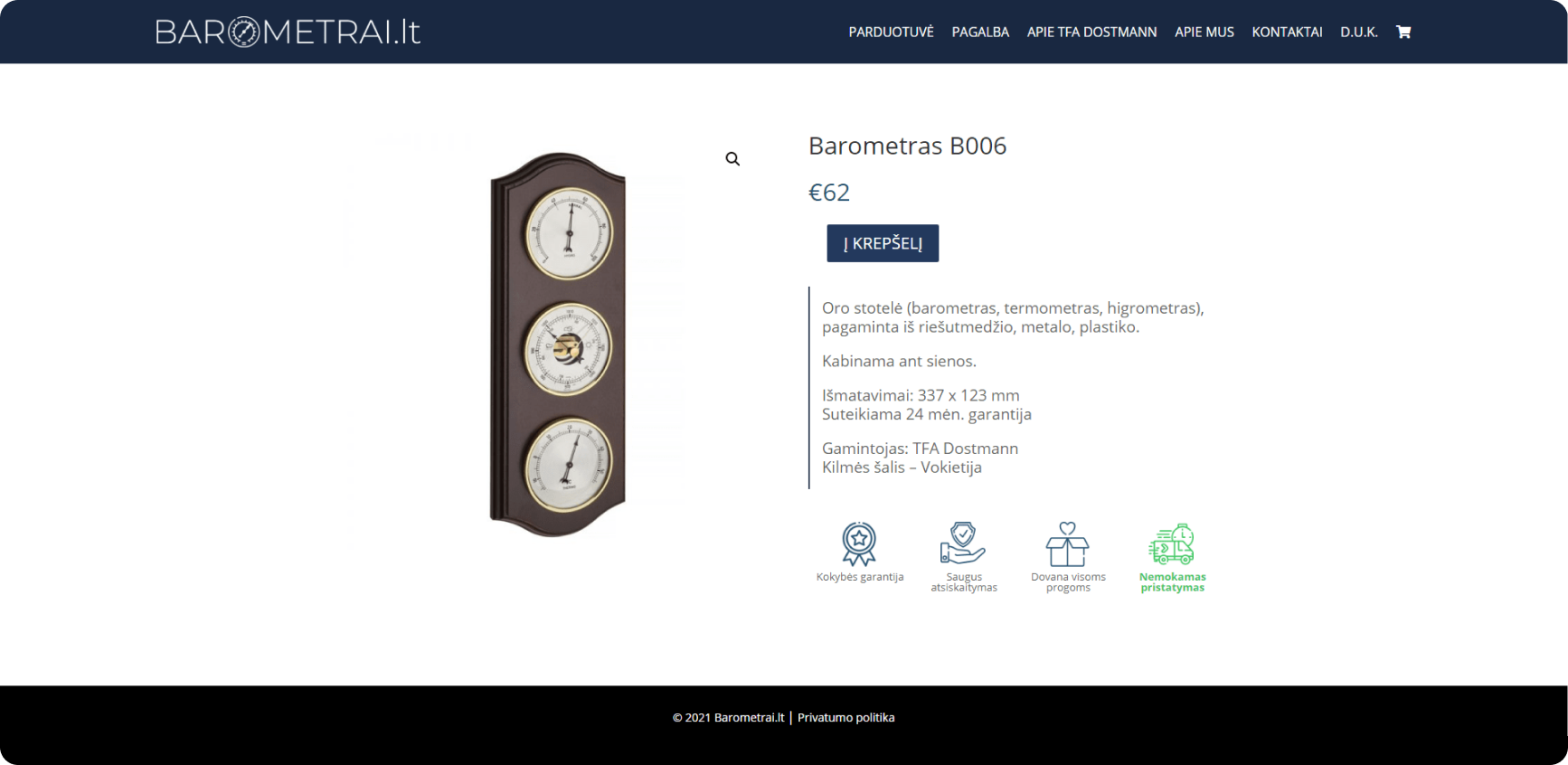 Barometrai product view