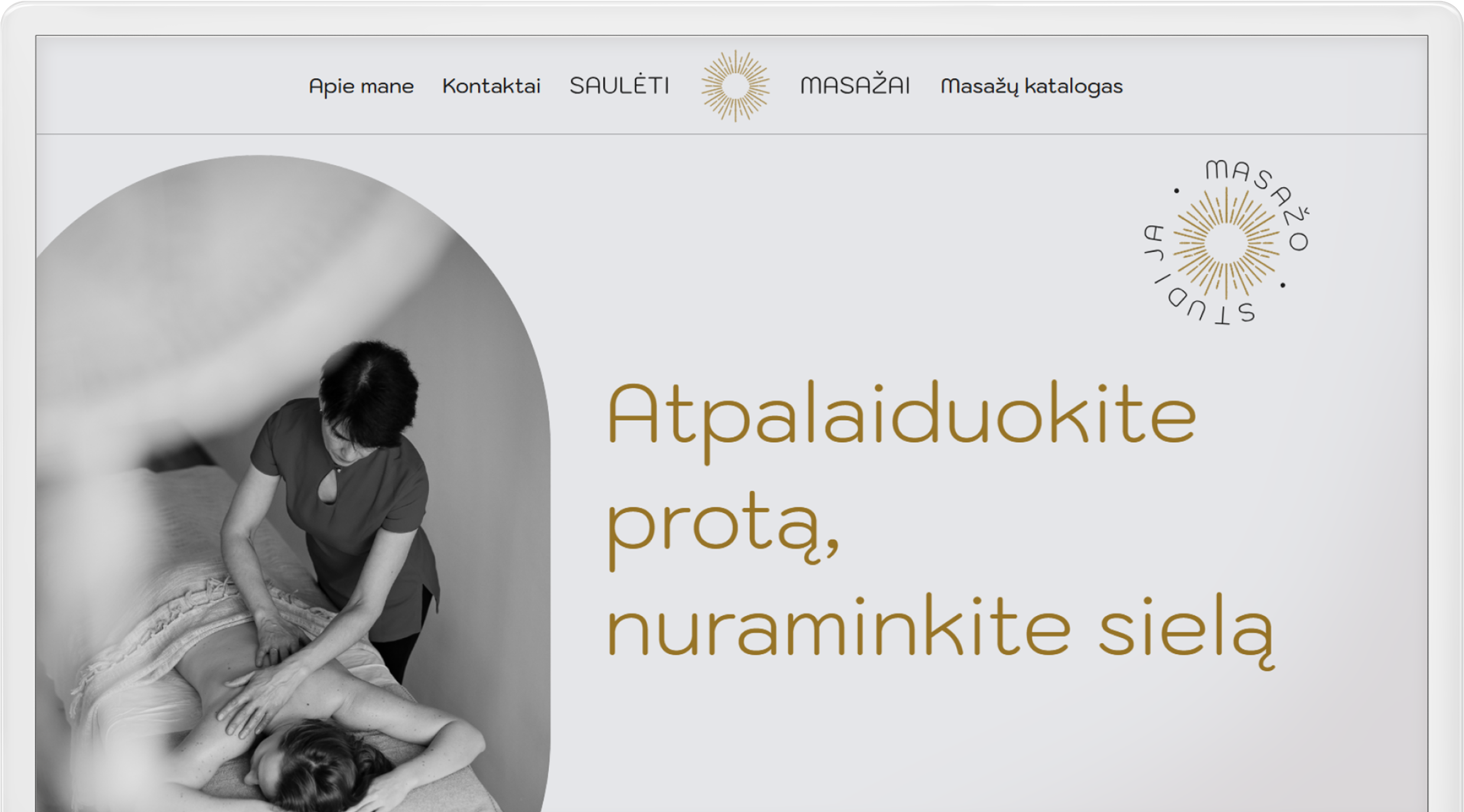 Sauleti masazai mockup view